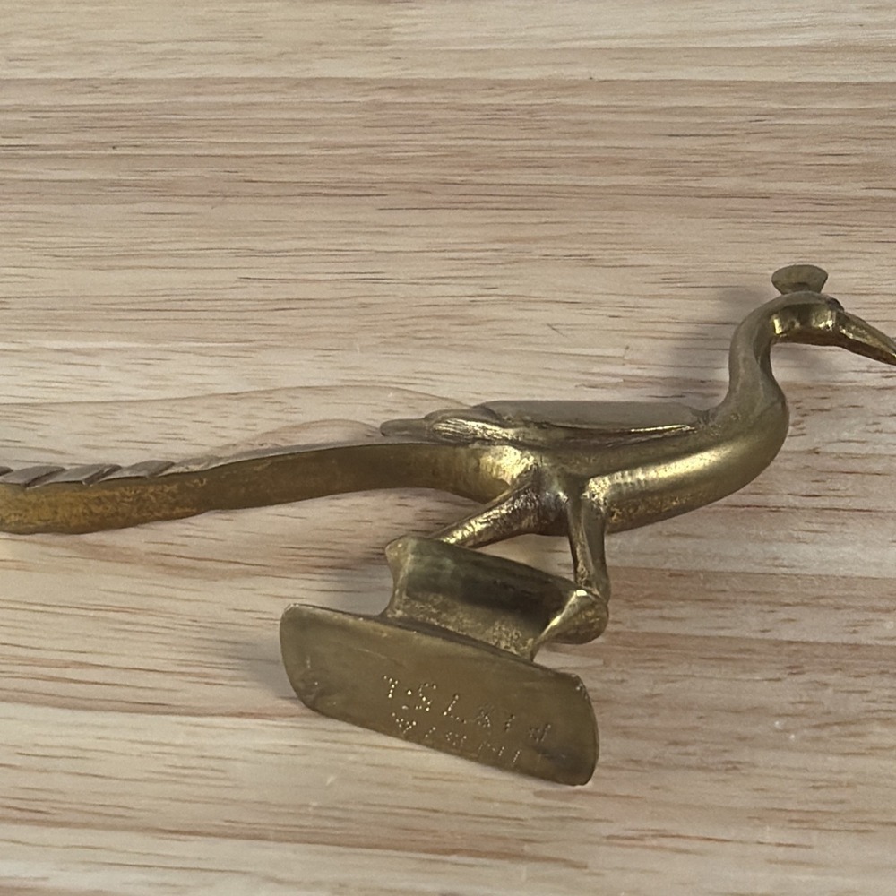 Mini Brass Vintage Peacock Figurine Statuette Made In India Mid Century Modern - Picture 6 of 7